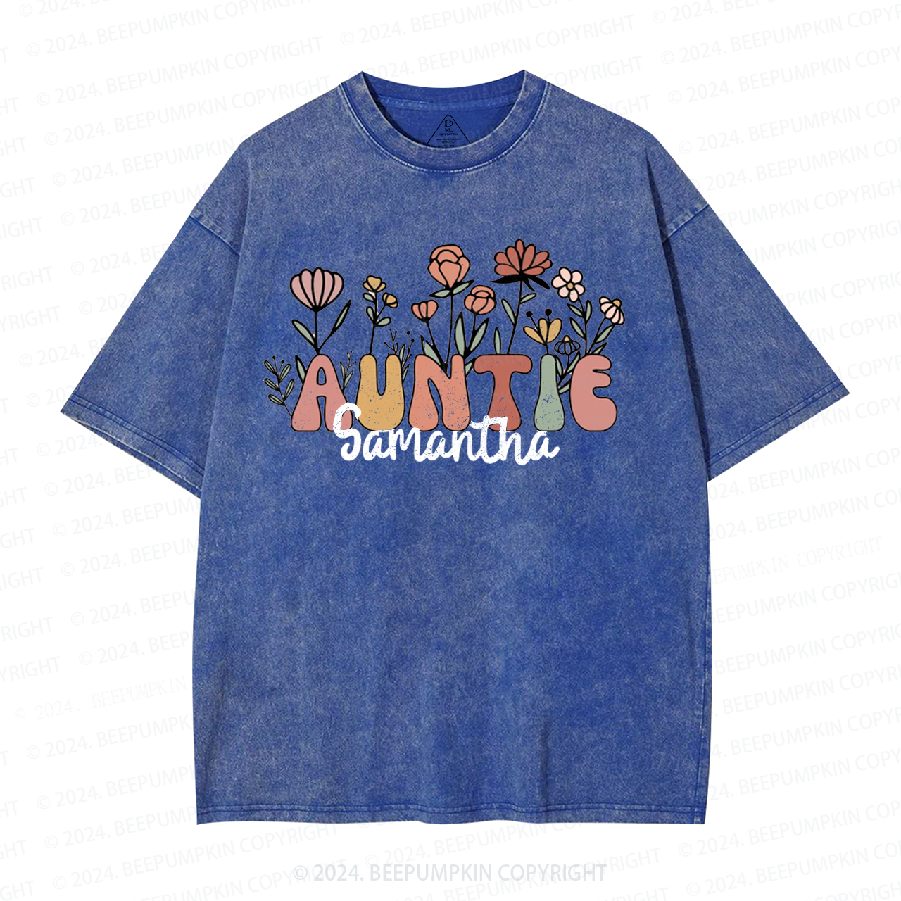 Personalized Wildflower Auntie Aunt Washed T-Shirts 