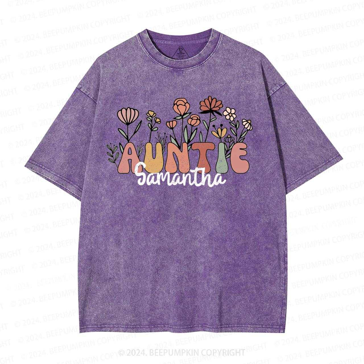 Personalized Wildflower Auntie Aunt Washed T-Shirts 