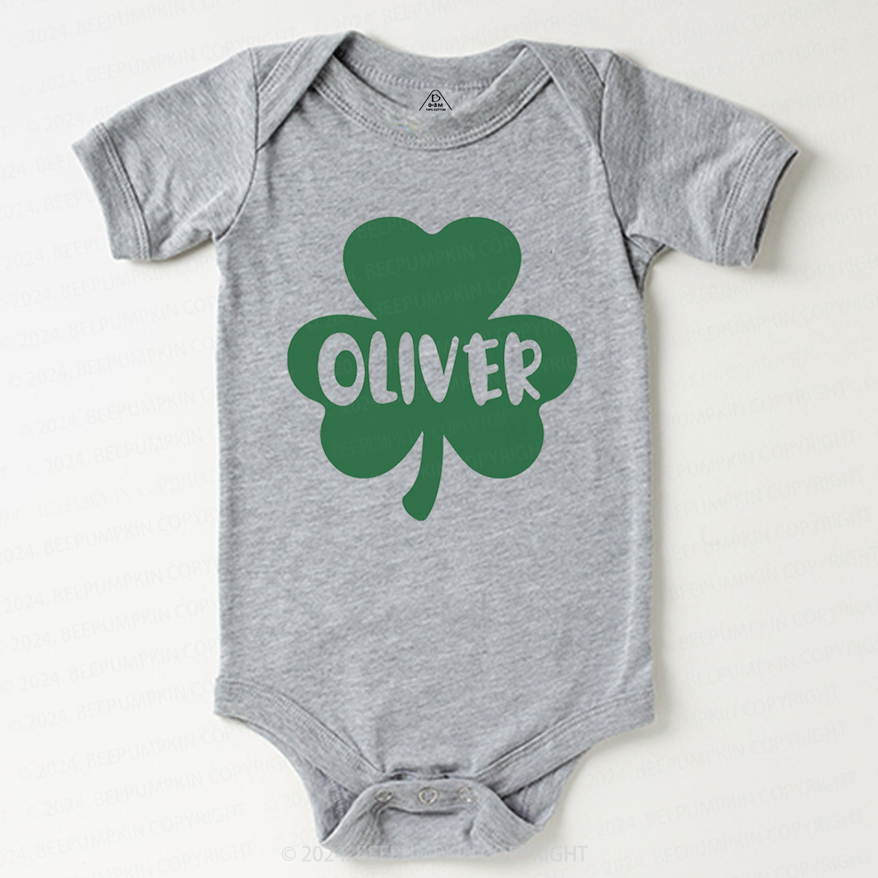Personalized Shamrock With Name St.Patricks Day Baby Bodysuit Beepumpkin