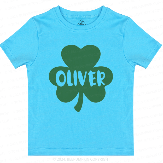 Personalized Shamrock With Name St.Patricks Day Toddler Tees