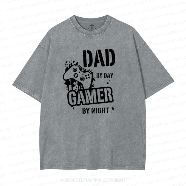 Dad By Day Gamer By Night Washed T-Shirts 