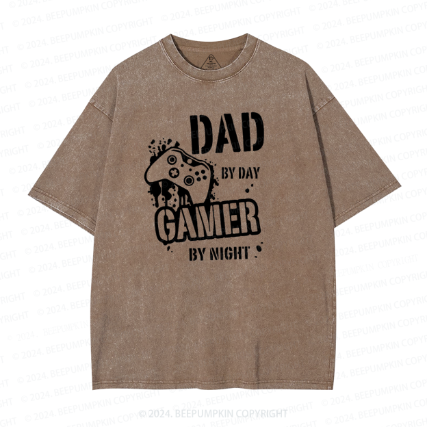 Dad By Day Gamer By Night Washed T-Shirts 