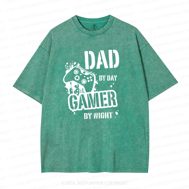 Dad By Day Gamer By Night Washed T-Shirts 
