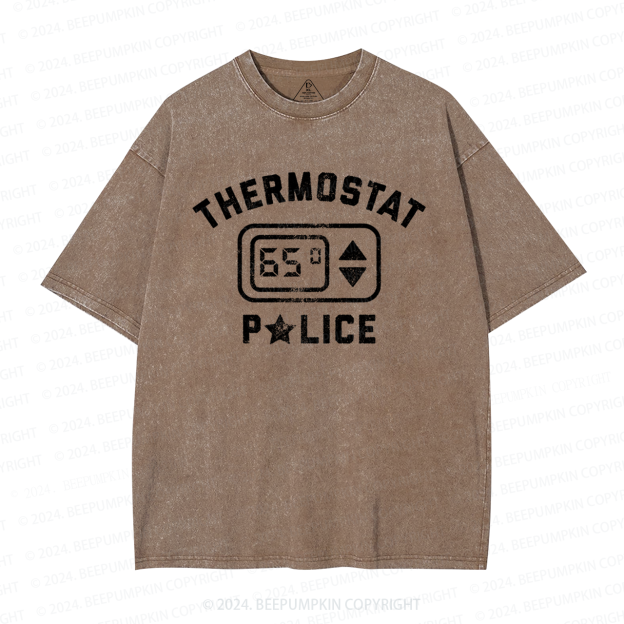 Thermostat Police Dad Washed T-Shirts 