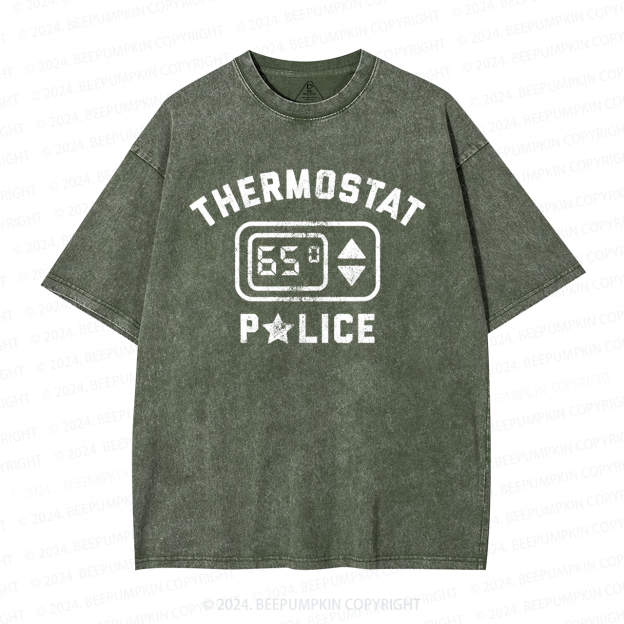 Thermostat Police Dad Washed T-Shirts 
