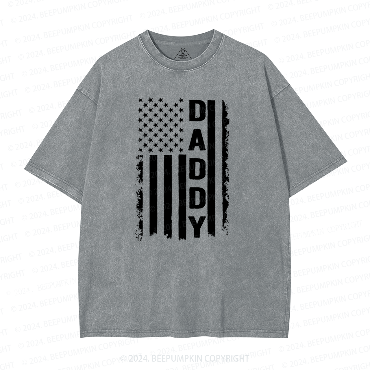 Daddy American Flag Dad Washed T-Shirts 