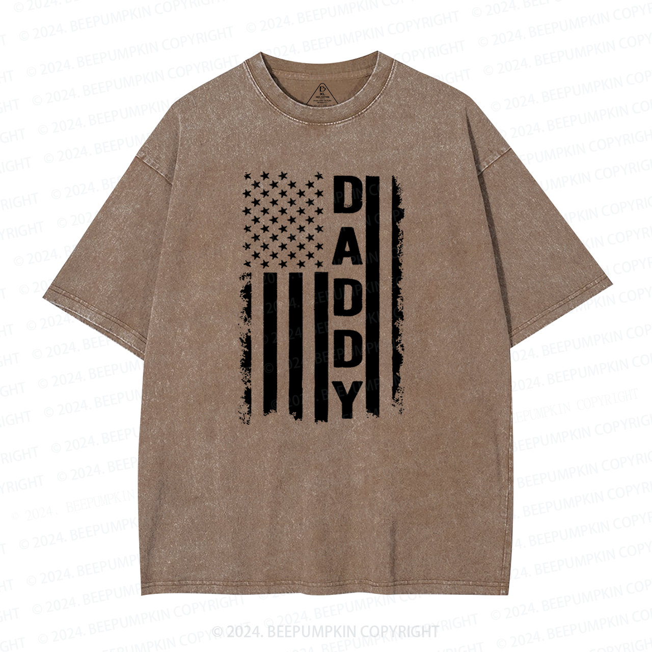 Daddy American Flag Dad Washed T-Shirts 