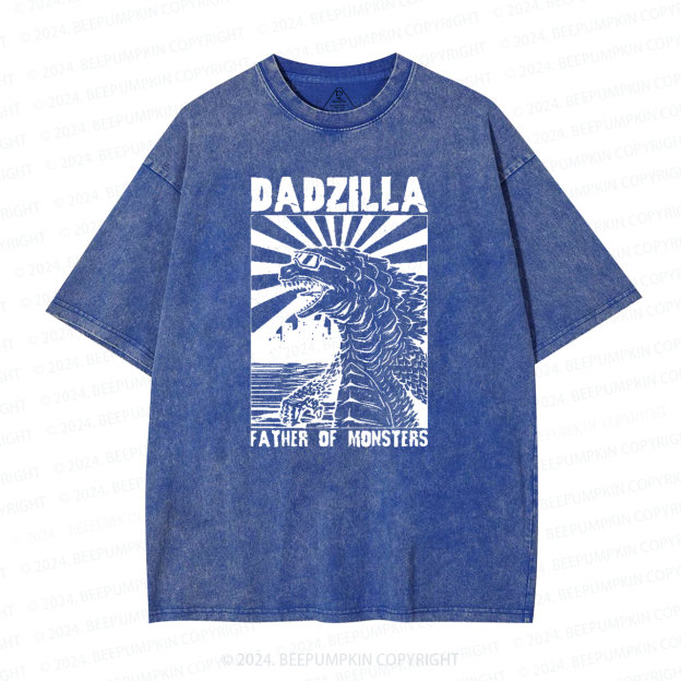 Dadzilla Father Of Monster Dad Washed T-Shirts 