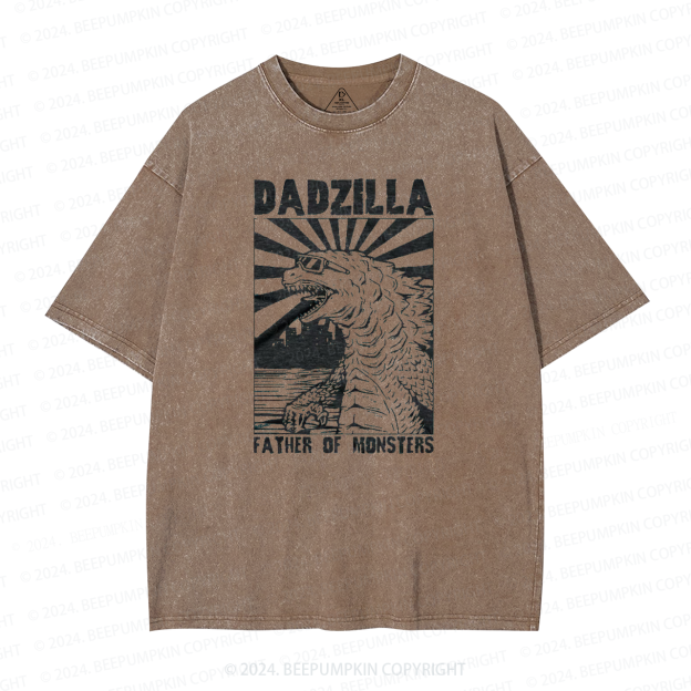 Dadzilla Father Of Monster Dad Washed T-Shirts 
