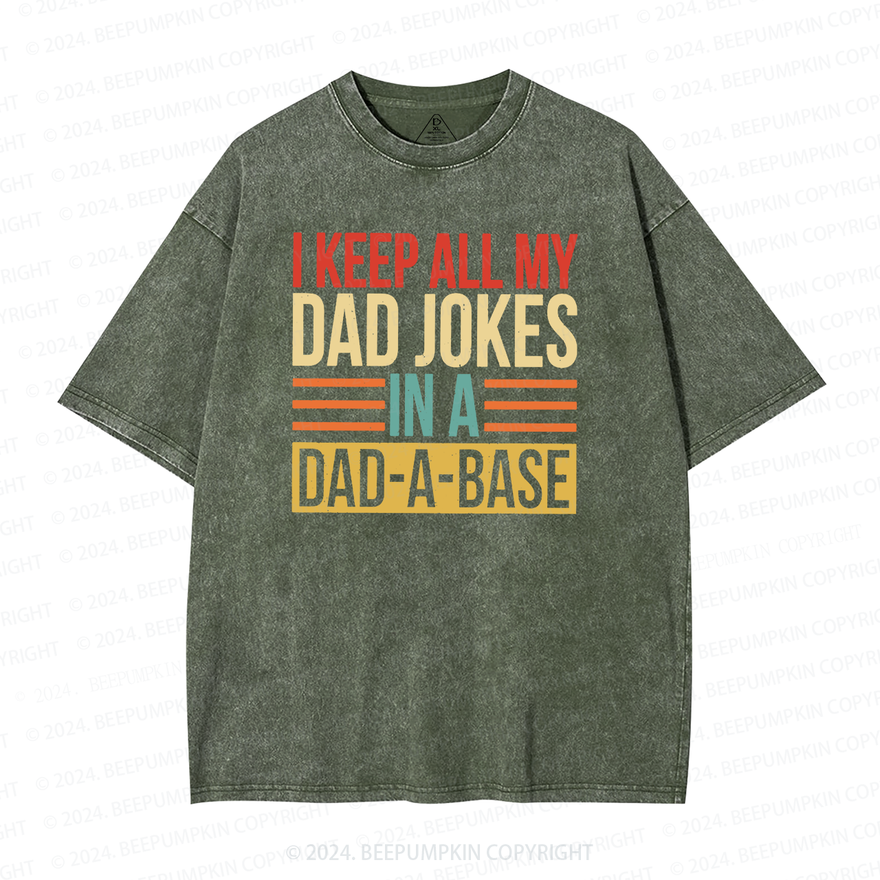 I Keep All My Dad Jokes In A Dad A Base Dad Washed T-Shirts 
