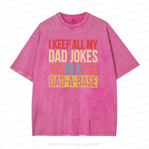 I Keep All My Dad Jokes In A Dad A Base Dad Washed T-Shirts 