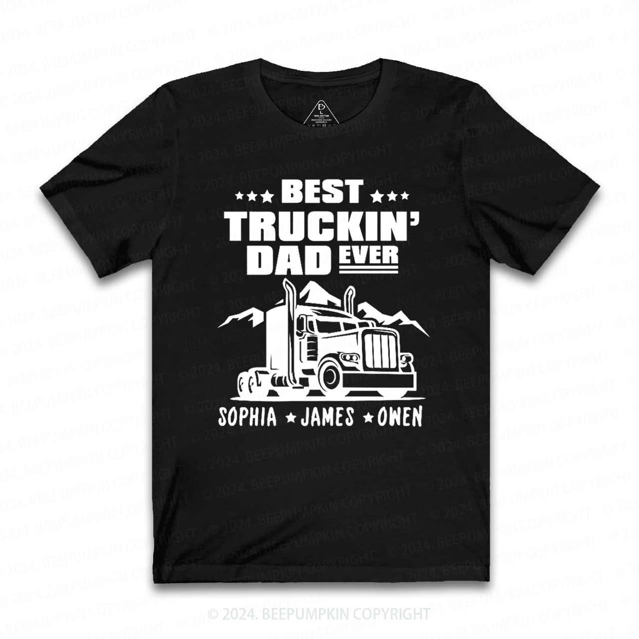 Personalized Kid Name Best Truckin Dad Ever T-shirt