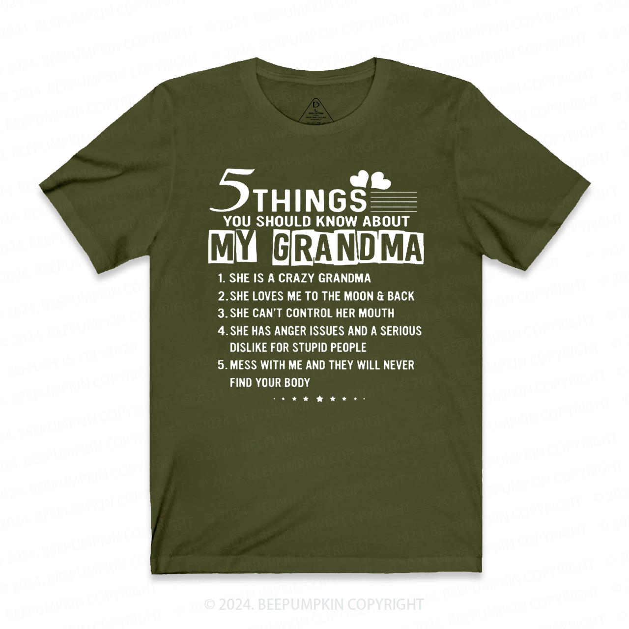 Five Things About My Grandma T-Shirts 