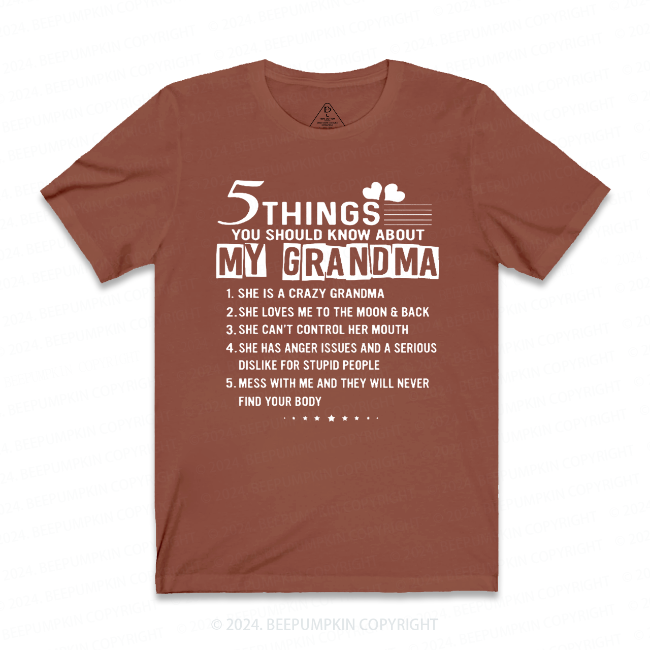 Five Things About My Grandma T-Shirts 