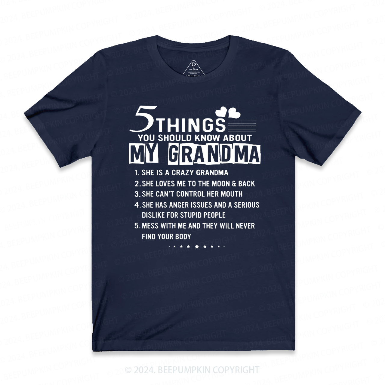 Five Things About My Grandma T-Shirts
