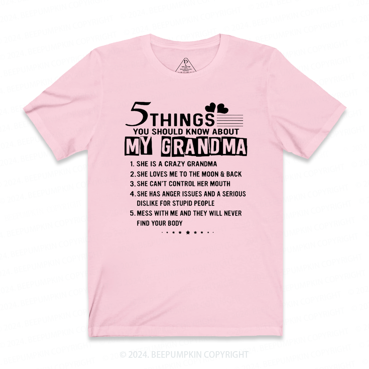 Five Things About My Grandma T-Shirts 