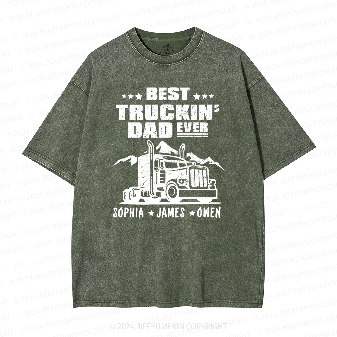 Personalized Kid Name Best Truckin Dad Ever Washed T-Shirts 