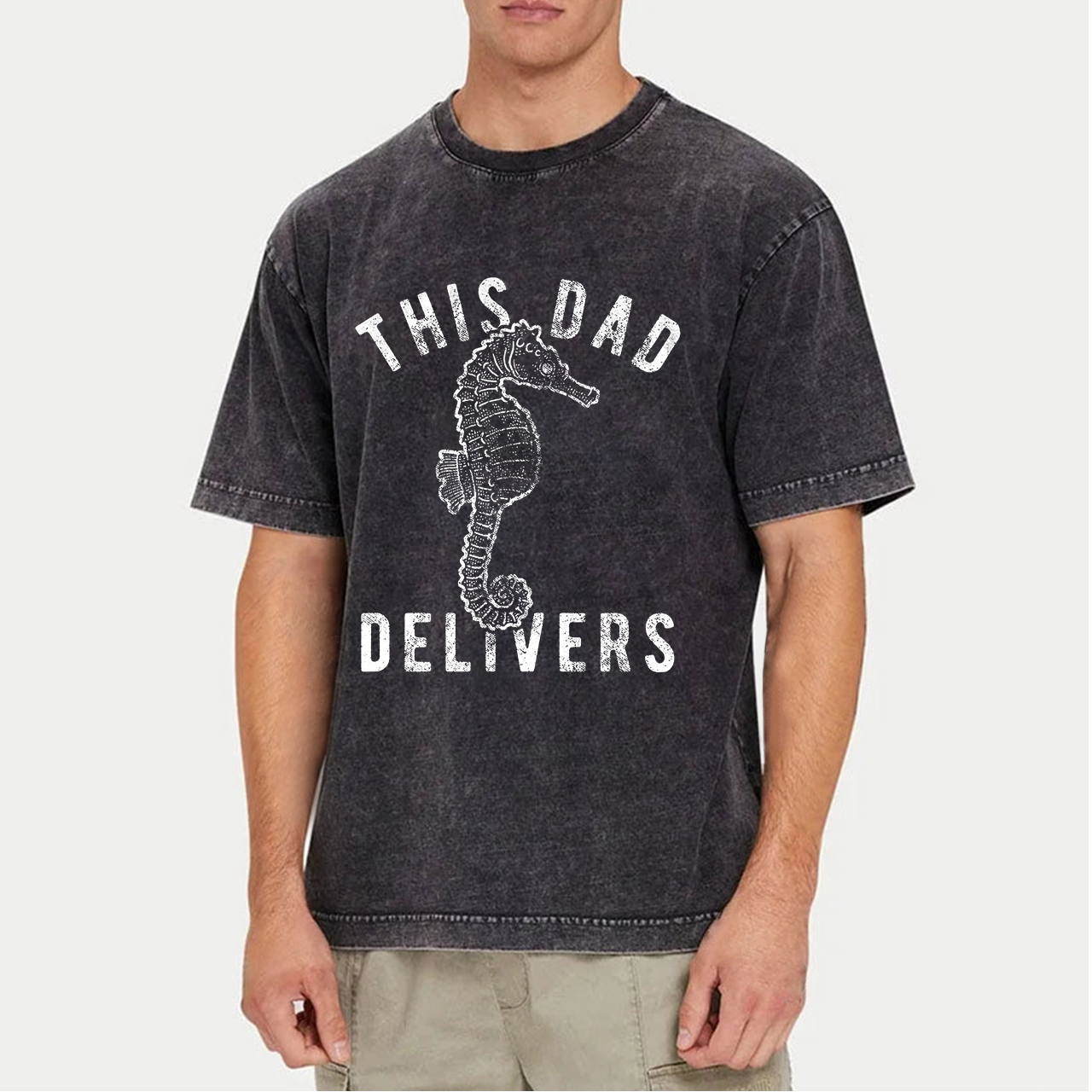 This Dad Delivers Seahorse Washed T-Shirts 