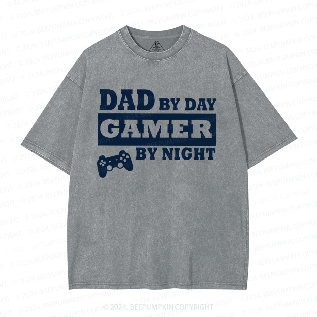 Dad By Day Gamer By Night Washed T-Shirts 