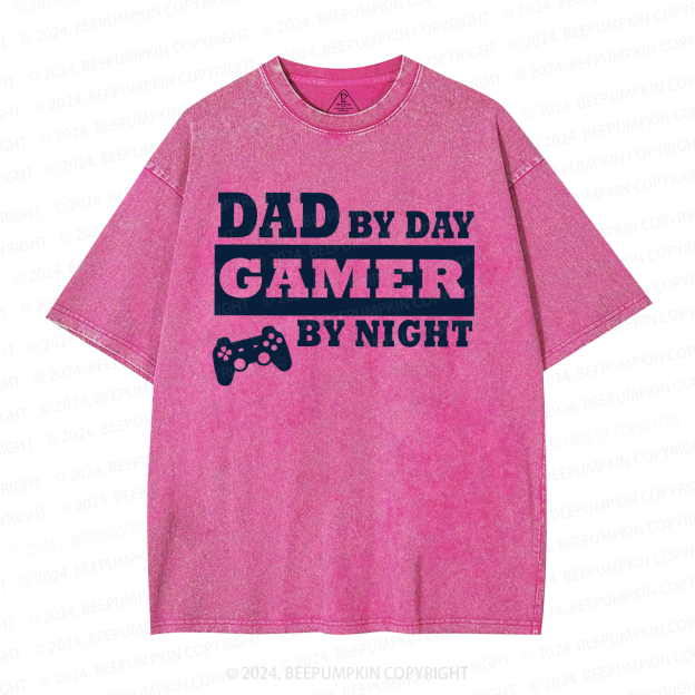 Dad By Day Gamer By Night Washed T-Shirts 