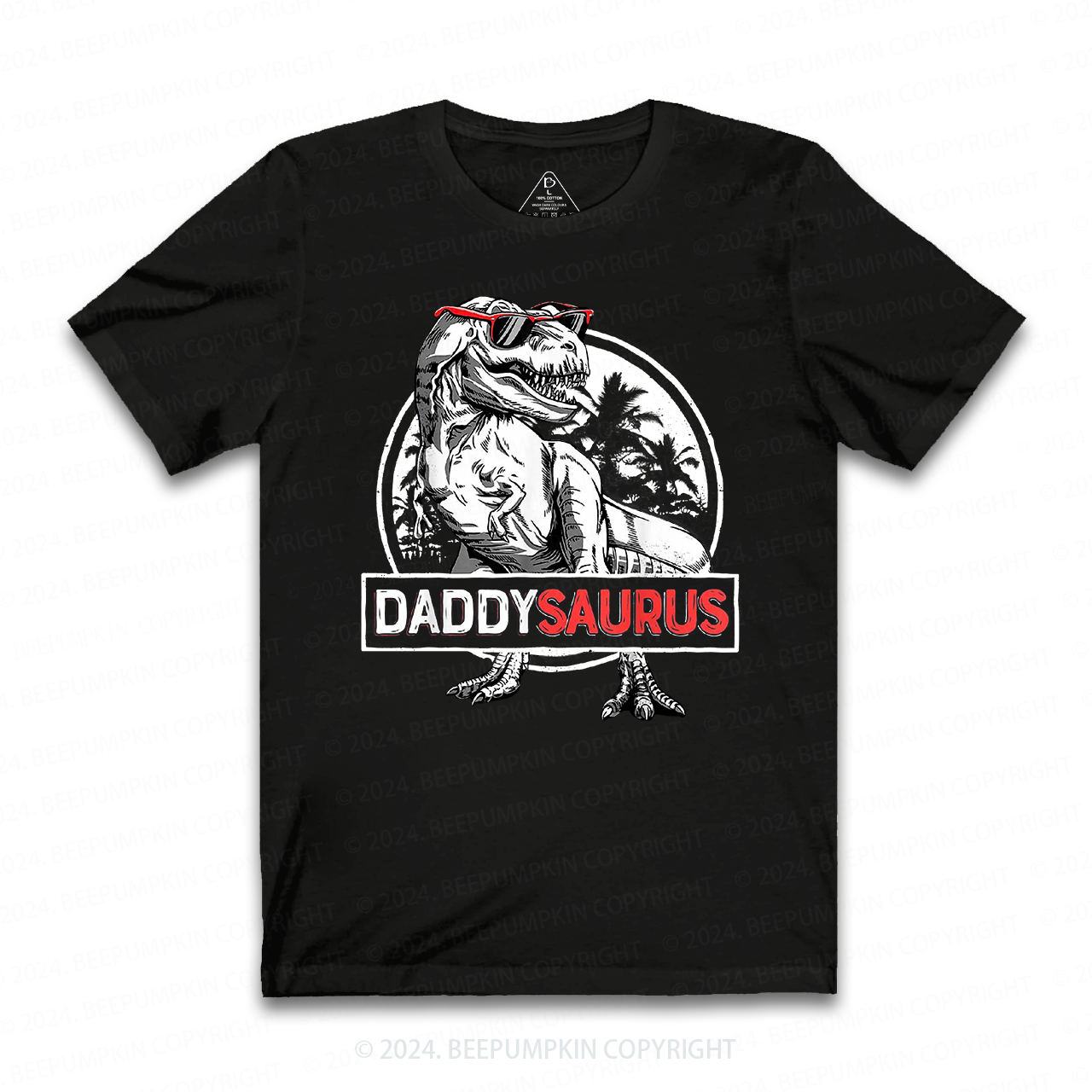 Daddy Saurus T-Rex With Glasses Dad T-shirt
