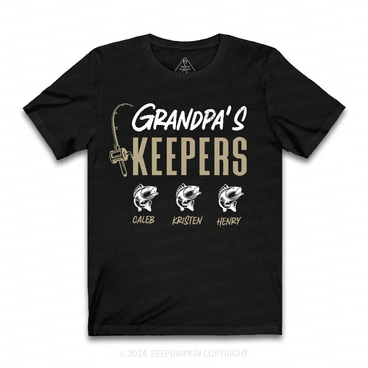 Personalized Grandpa Fishing With Kids Names T-shirt
