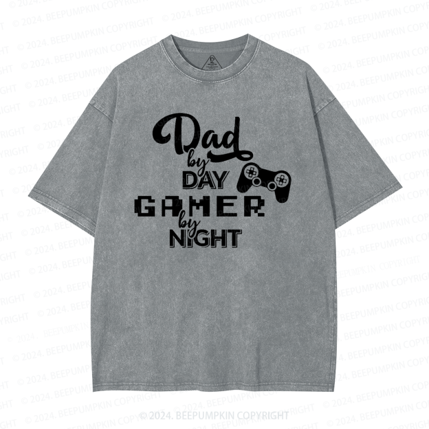 Dad Gamer By Night Washed T-Shirts 