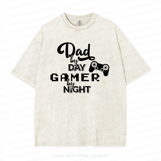 Dad Gamer By Night Washed T-Shirts 
