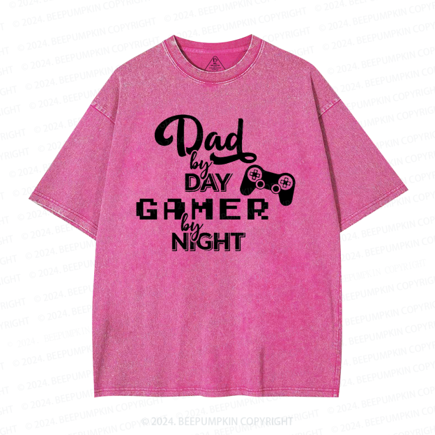 Dad Gamer By Night Washed T-Shirts 