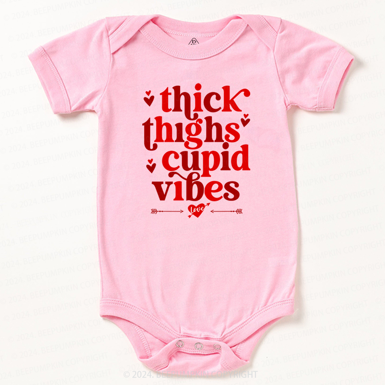 Thick Thighs Cupid Vibes Valentine Baby Bodysuit