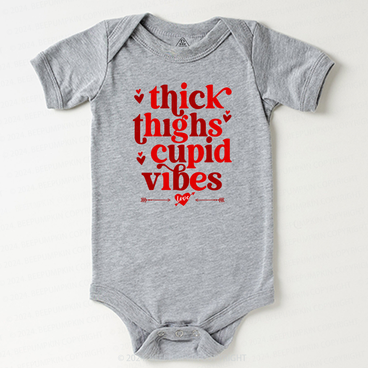 Thick Thighs Cupid Vibes Valentine Baby Bodysuit