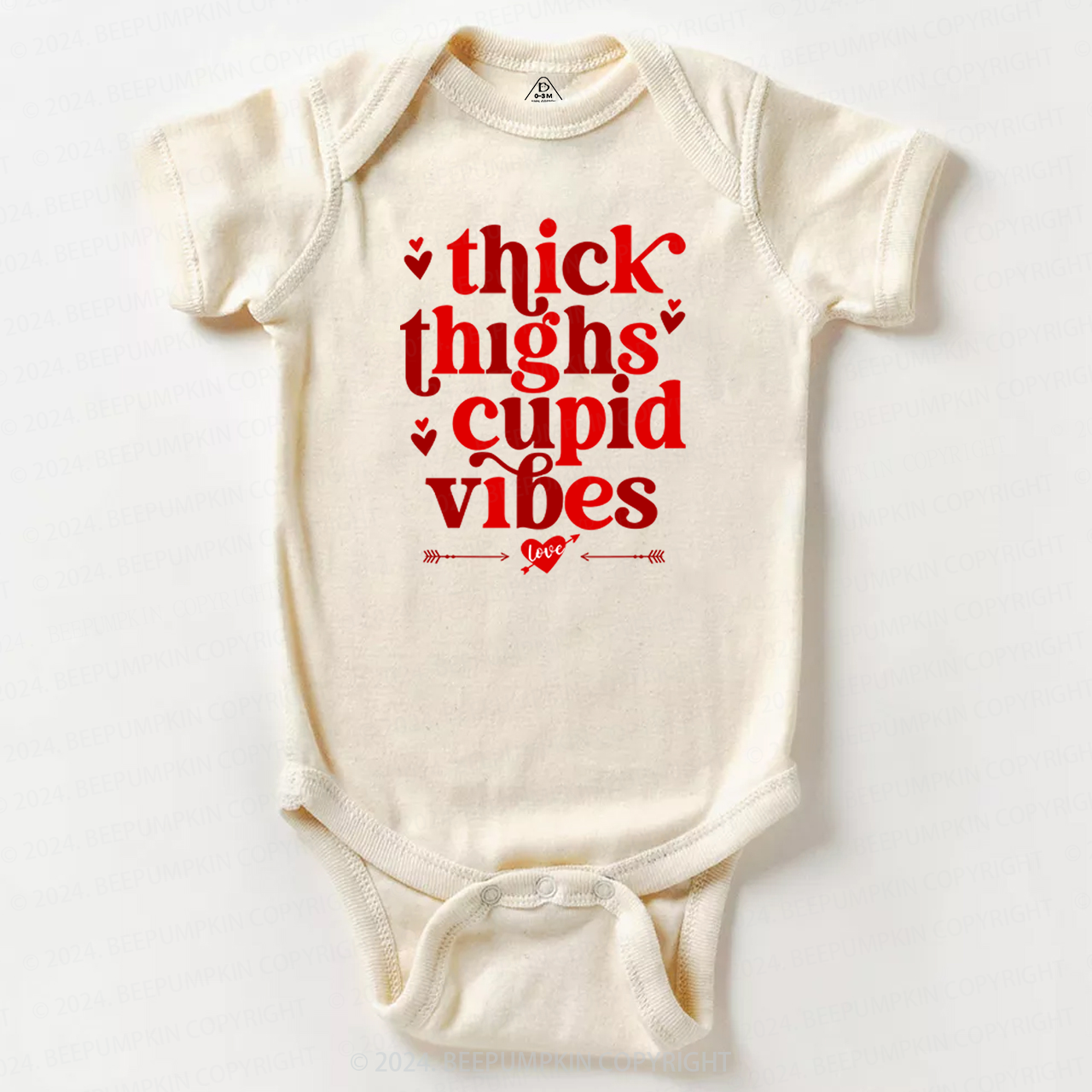 Thick Thighs Cupid Vibes Valentine Baby Bodysuit
