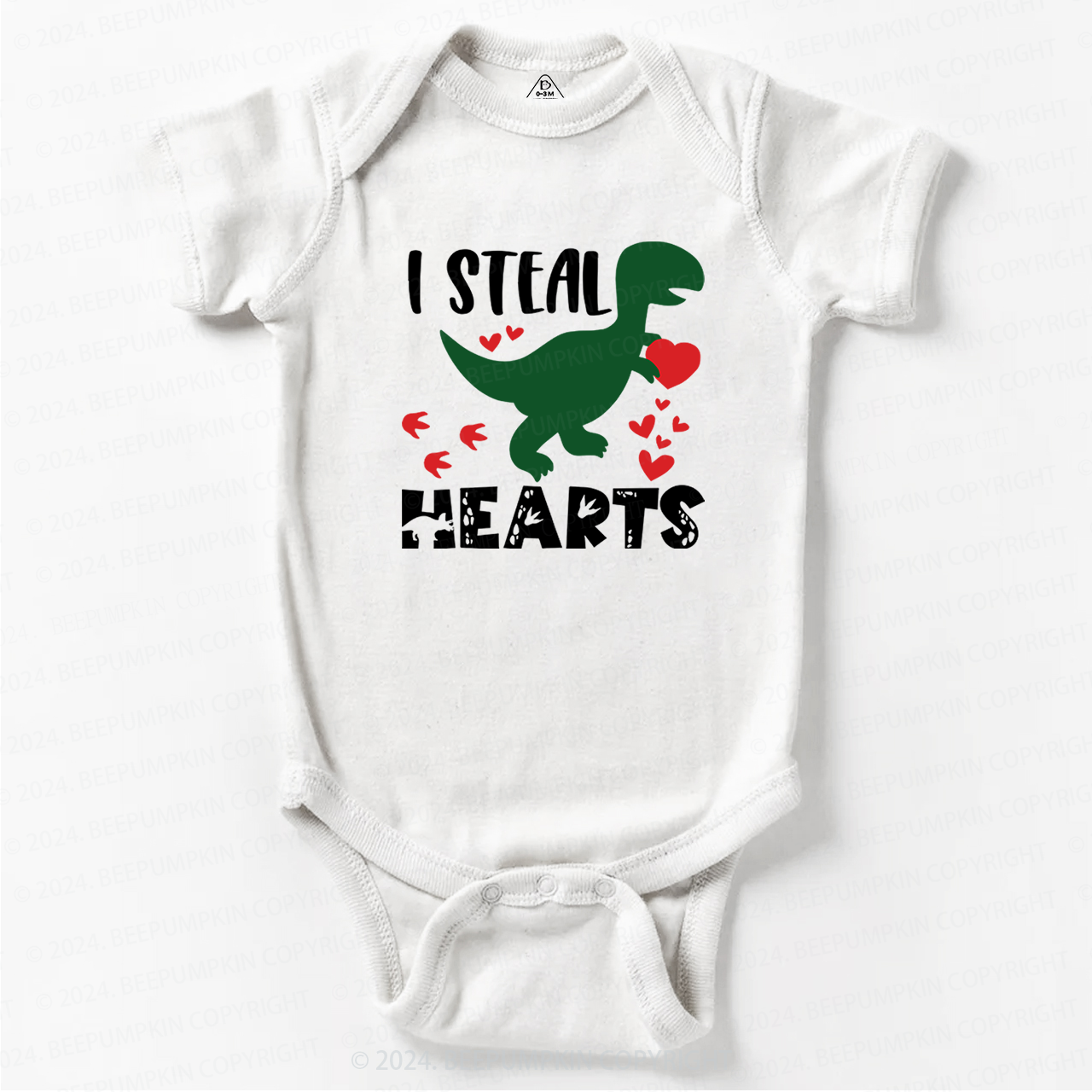I Steal Hearts Dinosaur Valentine Bodysuit For Baby