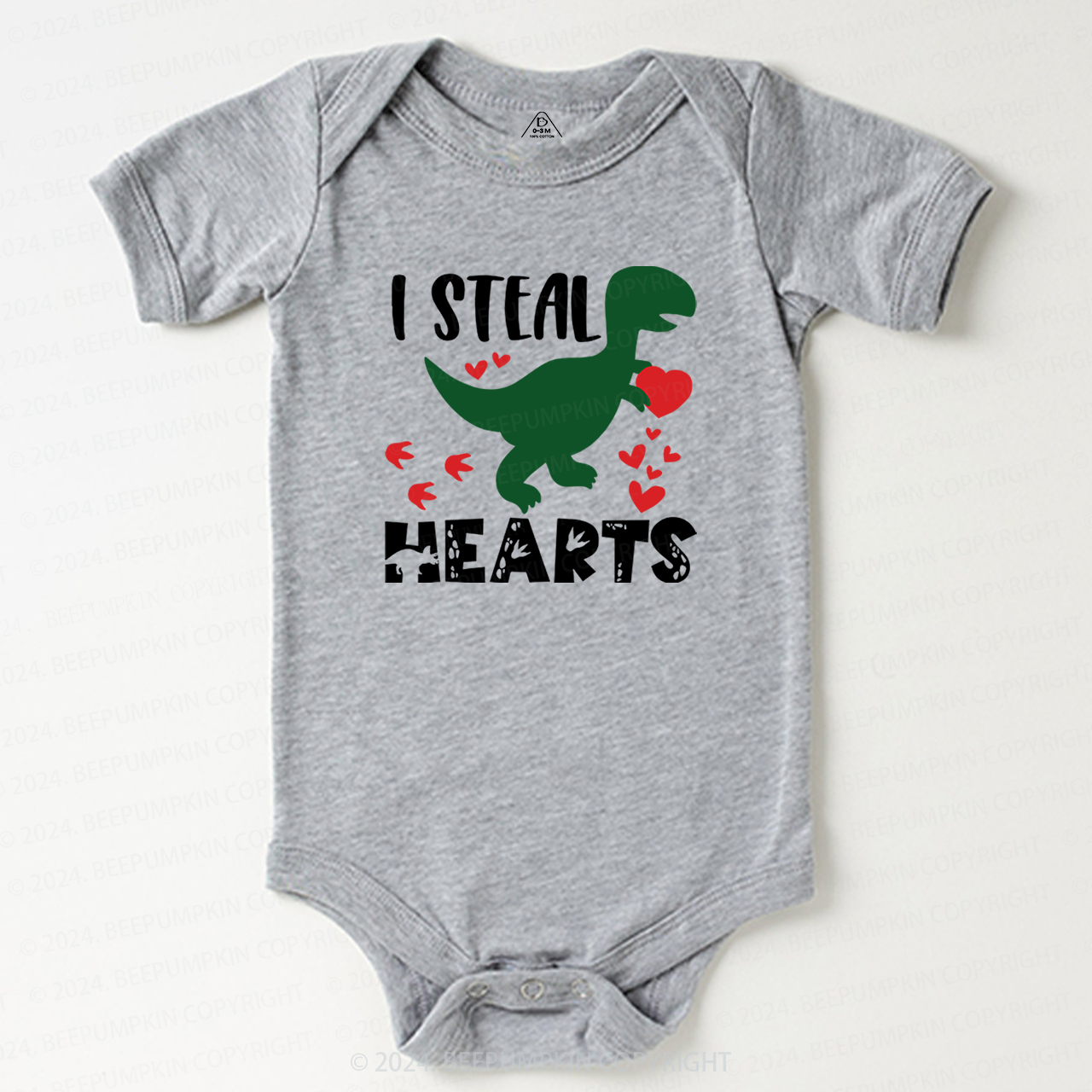 I Steal Hearts Dinosaur Valentine Bodysuit For Baby
