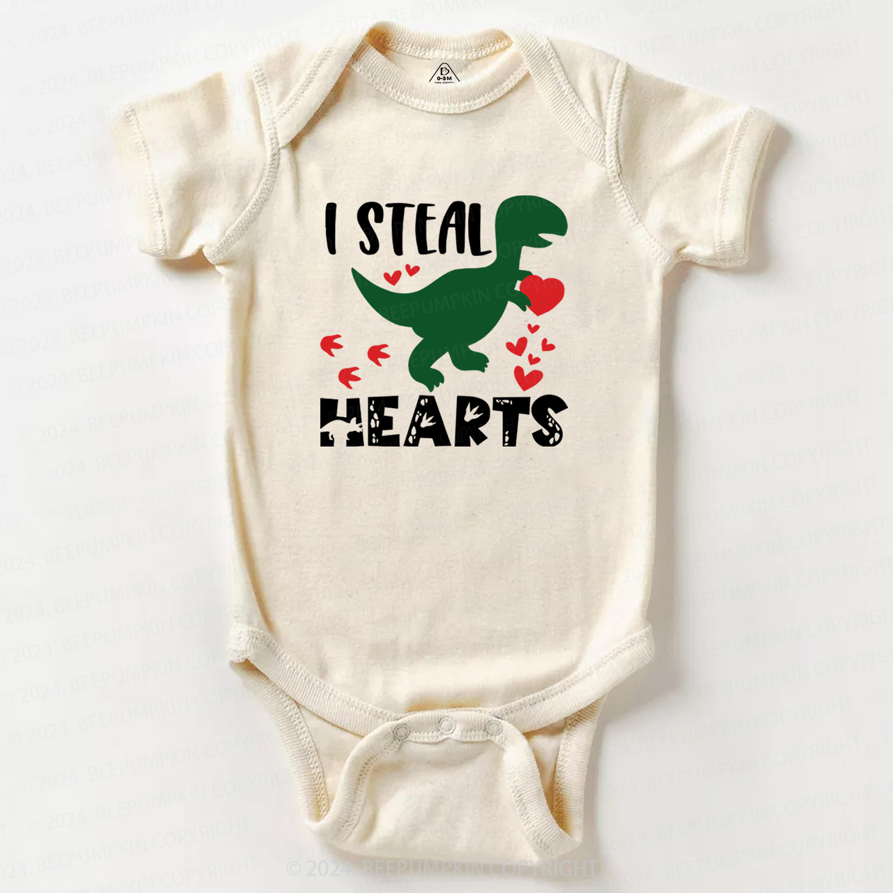 I Steal Hearts Dinosaur Valentine Bodysuit For Baby