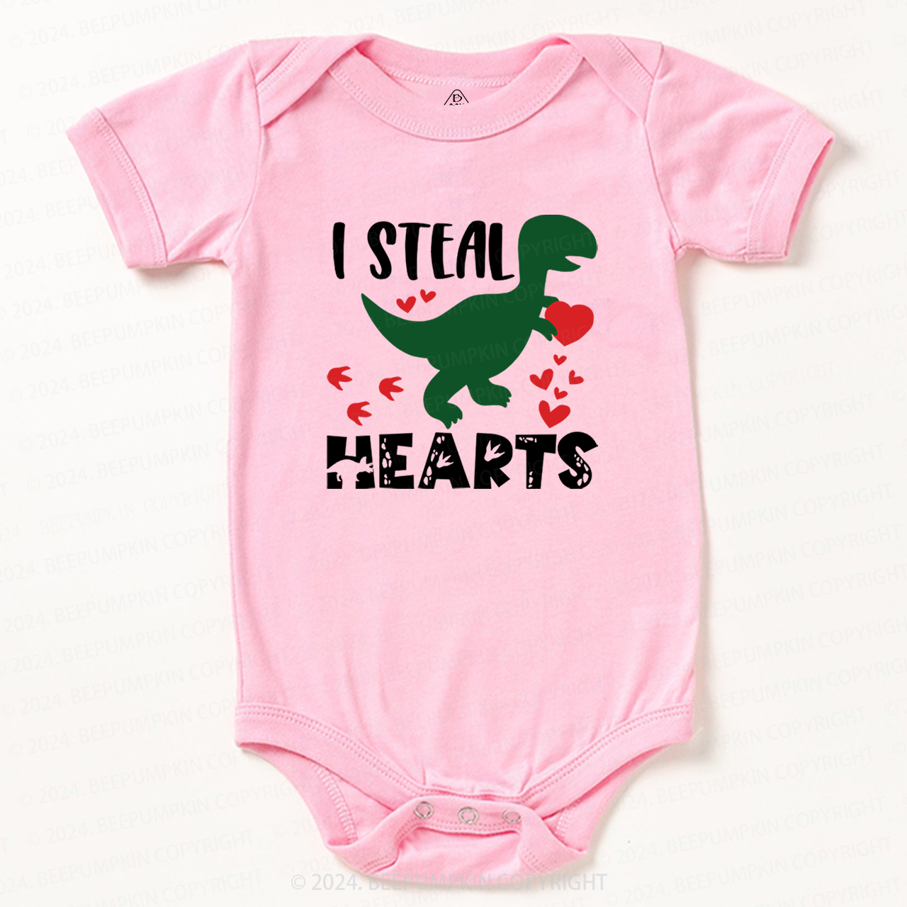 I Steal Hearts Dinosaur Valentine Bodysuit For Baby