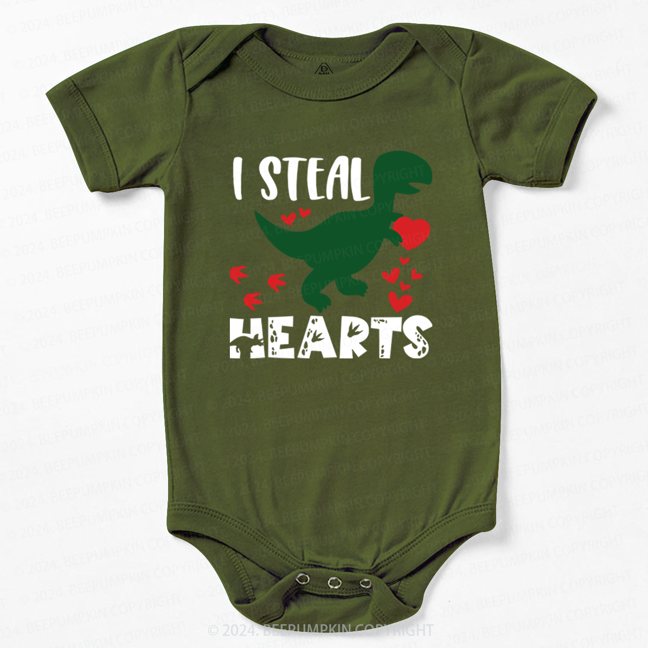 I Steal Hearts Dinosaur Valentine Bodysuit For Baby