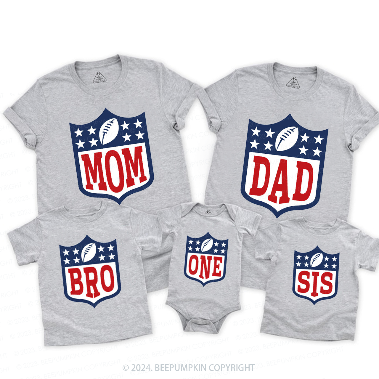 First Birthday Football Family Matching Tees Beepumpkin