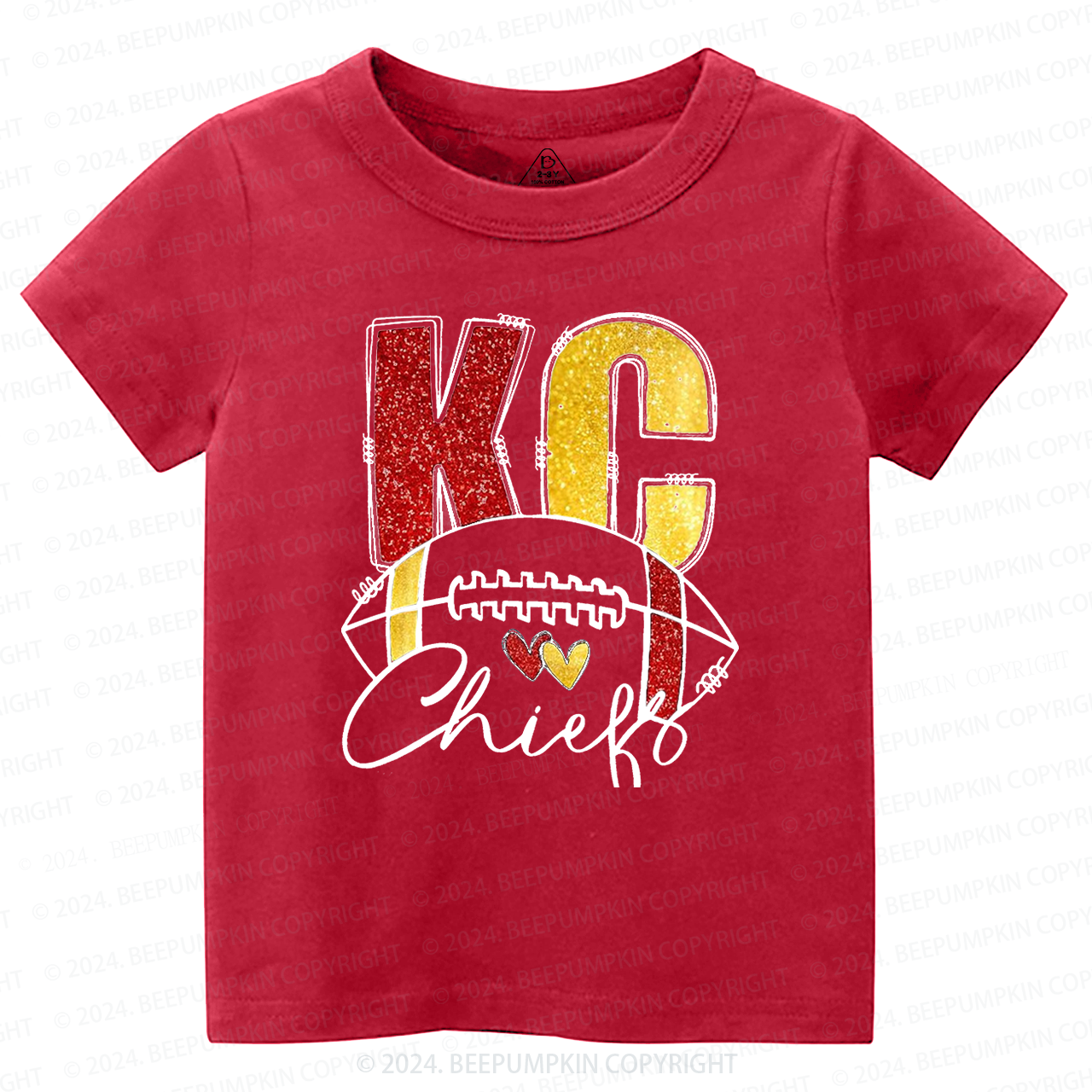 KC Football Glitter Toddler&Kids Tees Beepumpkin 