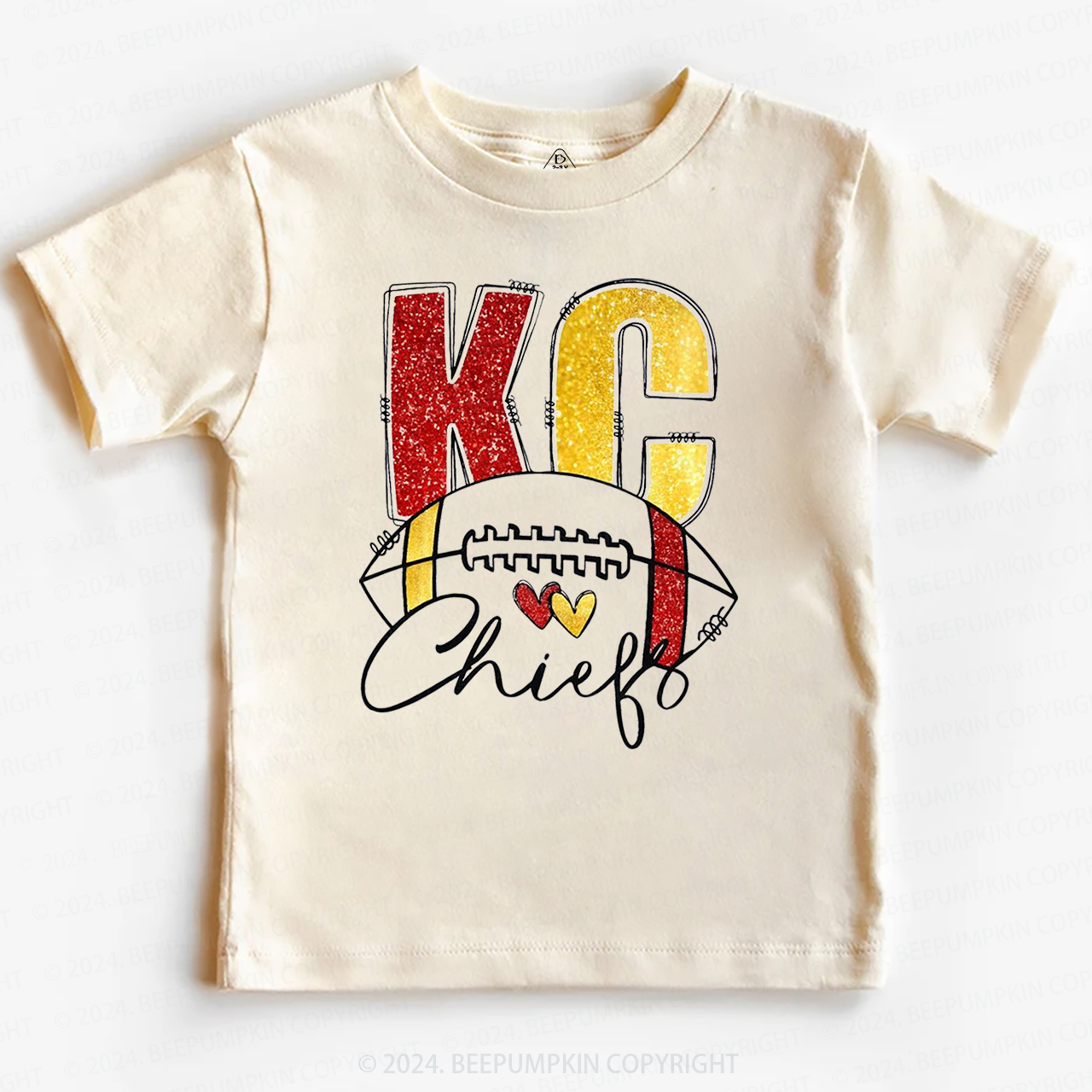 KC Football Glitter Toddler&Kids Tees Beepumpkin 