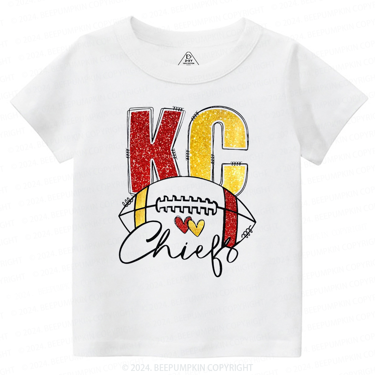KC Football Glitter Toddler&Kids Tees Beepumpkin 
