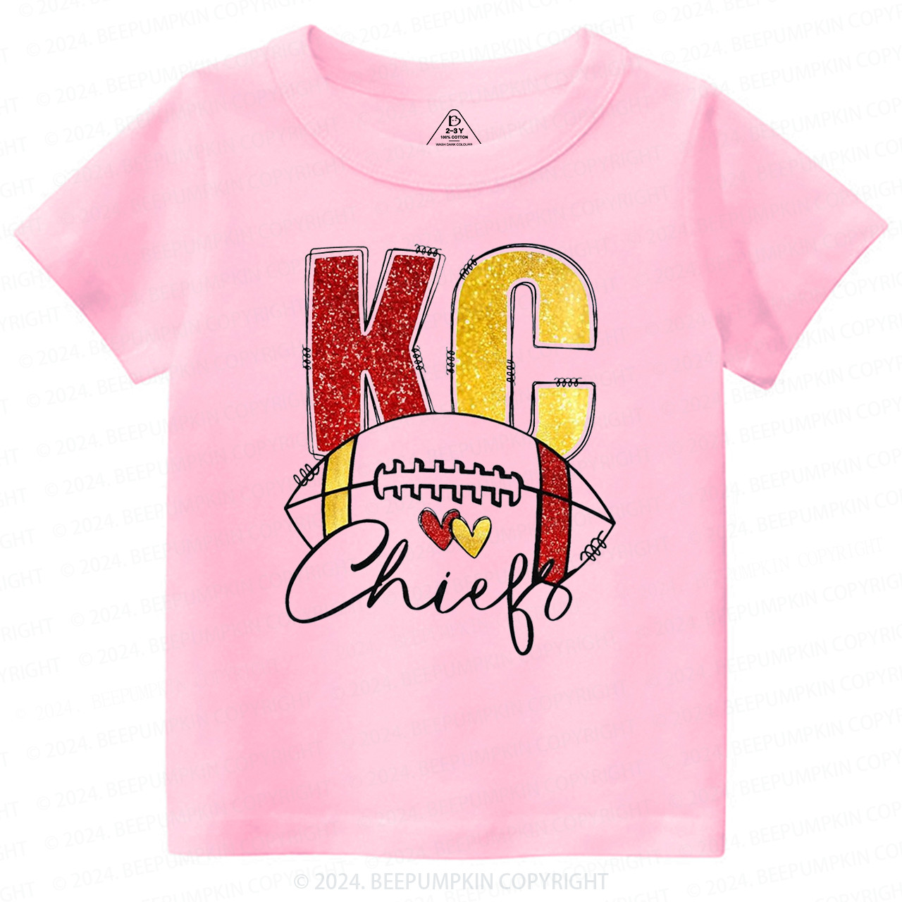 KC Football Glitter Toddler&Kids Tees Beepumpkin 