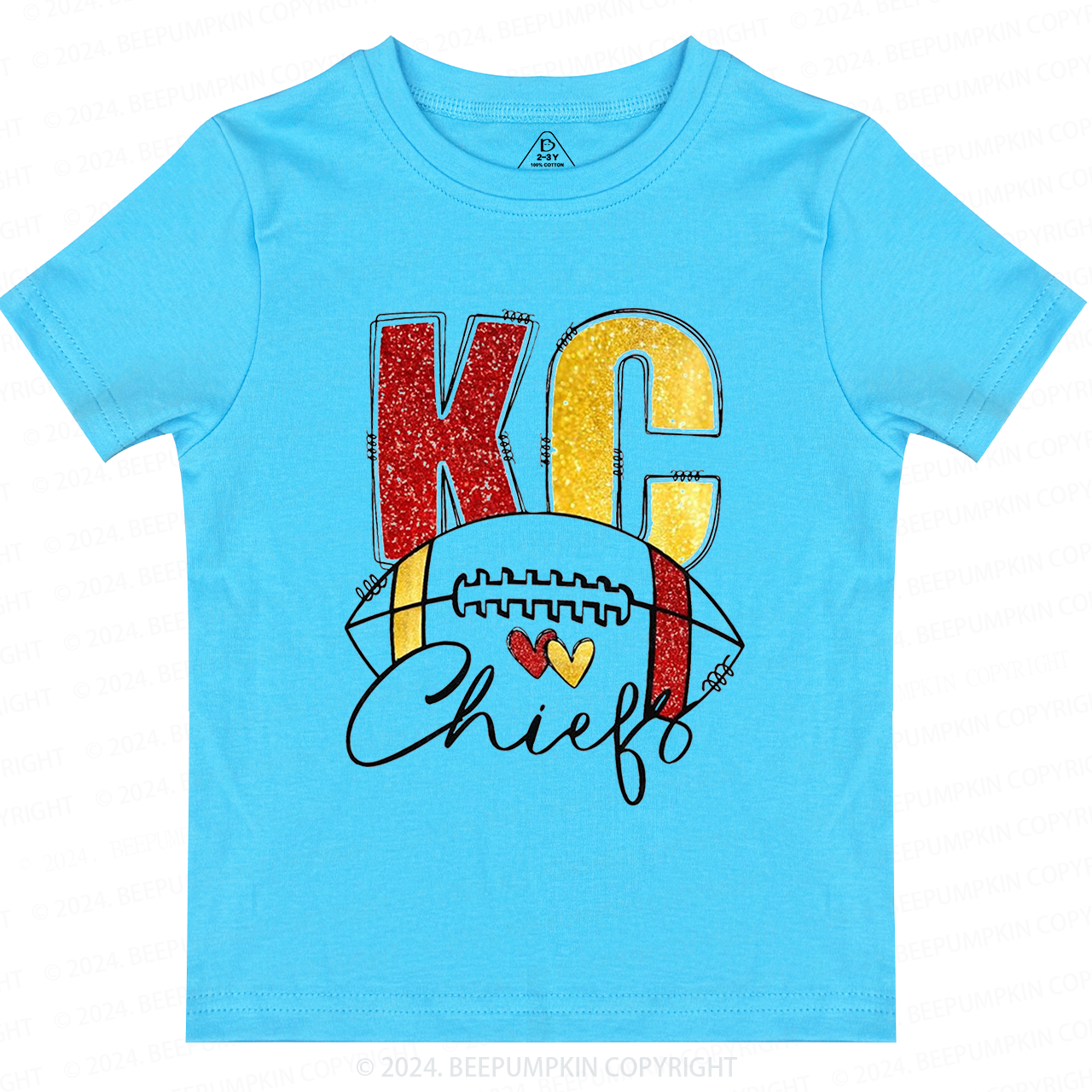 KC Football Glitter Toddler&Kids Tees Beepumpkin 