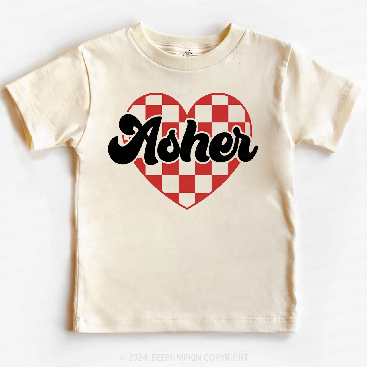 Personalized Heart Valentines Day Toddler&Kids Tees Beepumpkin