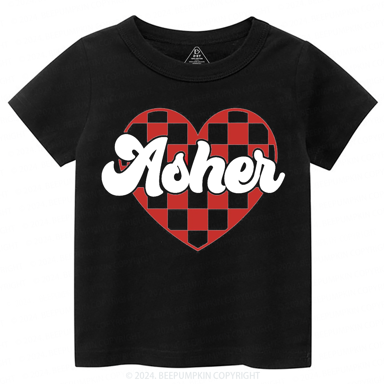 Personalized Heart Valentines Day Toddler&Kids Tees Beepumpkin