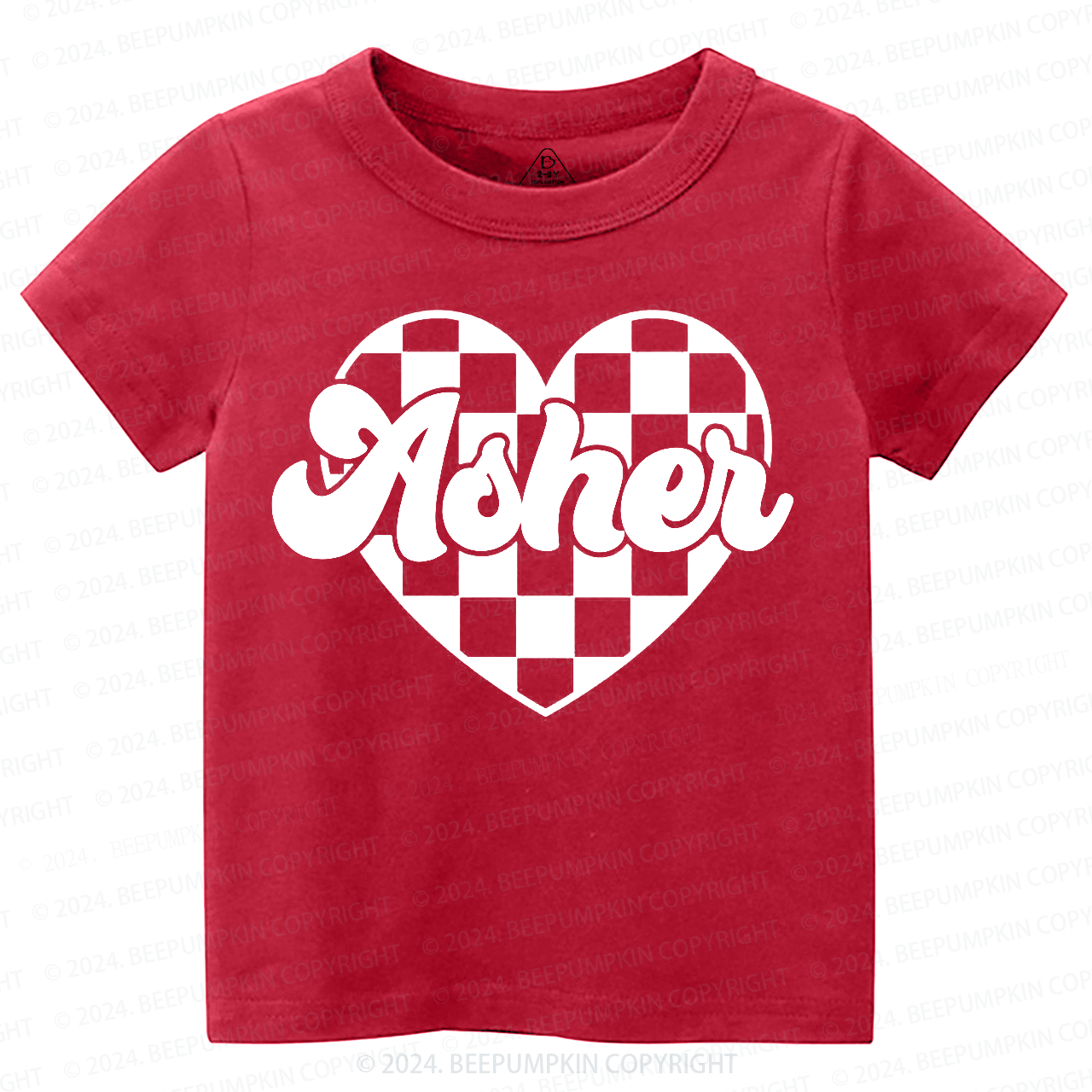 Personalized Heart Valentines Day Toddler&Kids Tees Beepumpkin