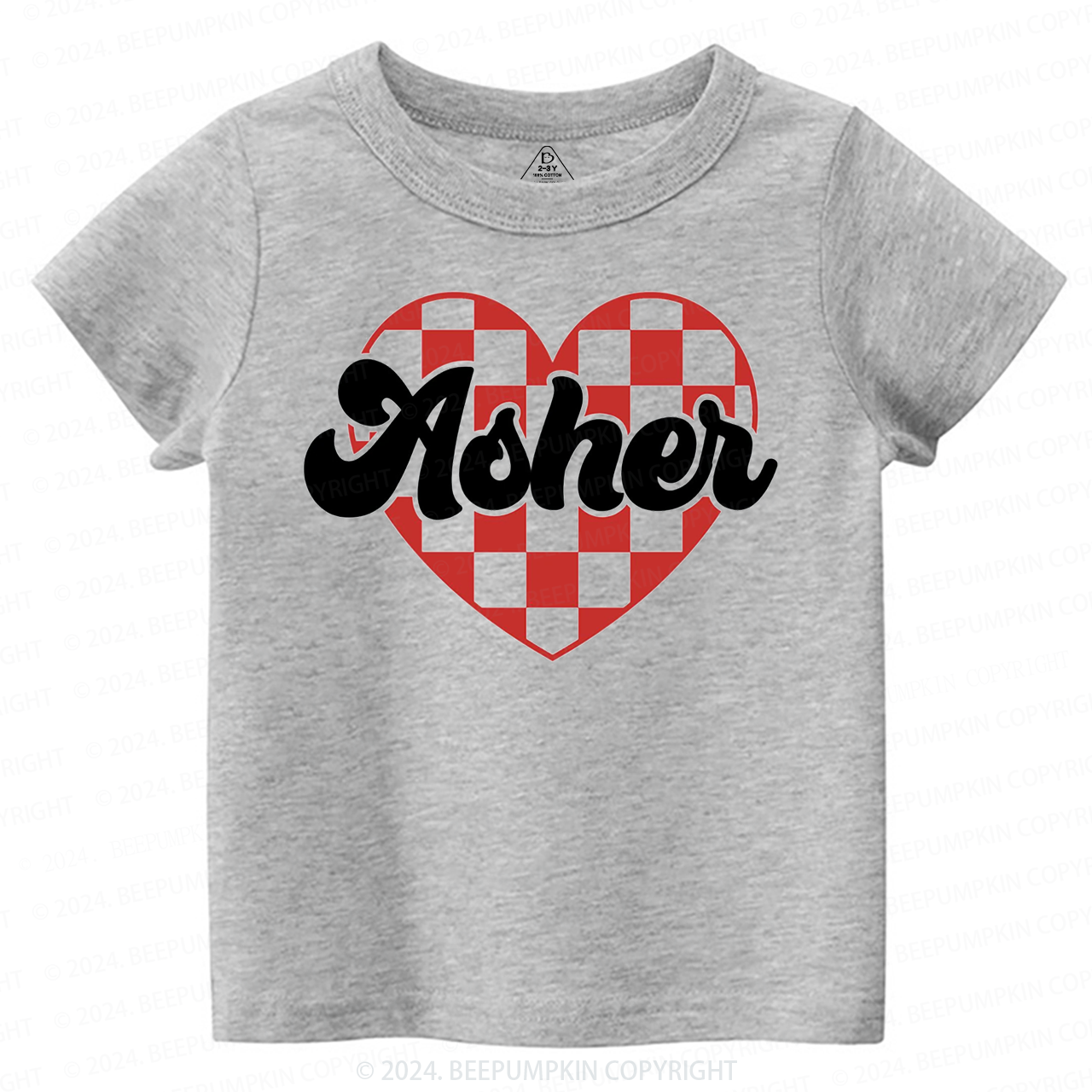 Personalized Heart Valentines Day Toddler&Kids Tees Beepumpkin