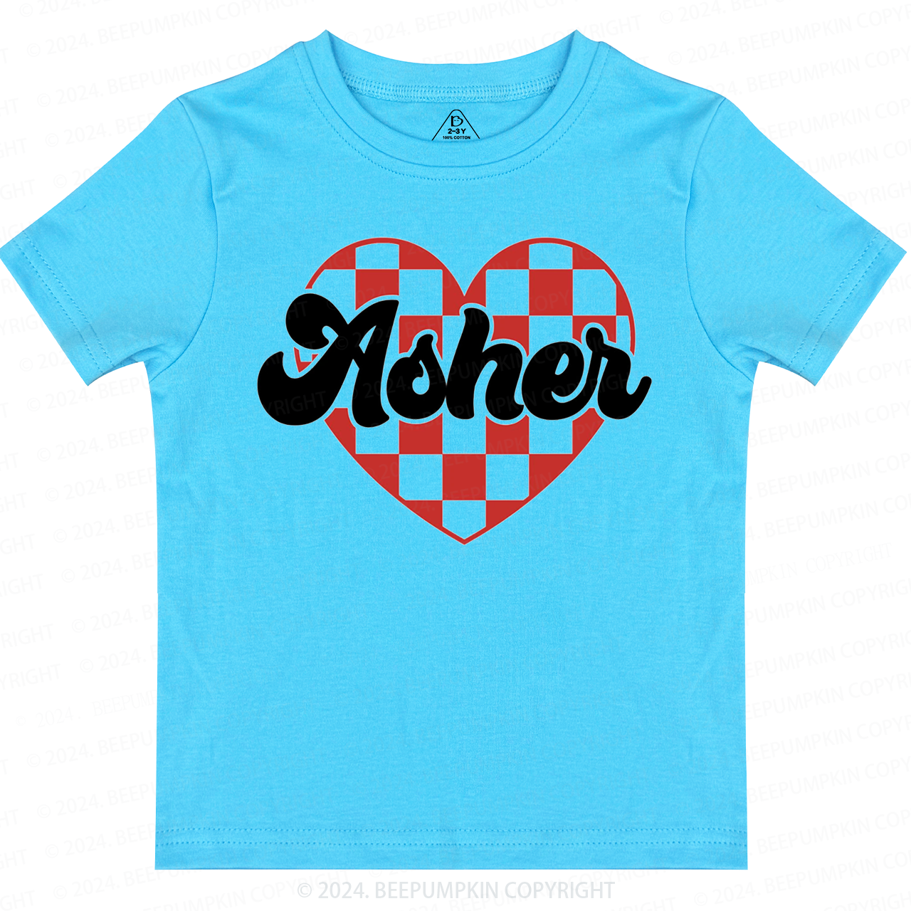 Personalized Heart Valentines Day Toddler&Kids Tees Beepumpkin