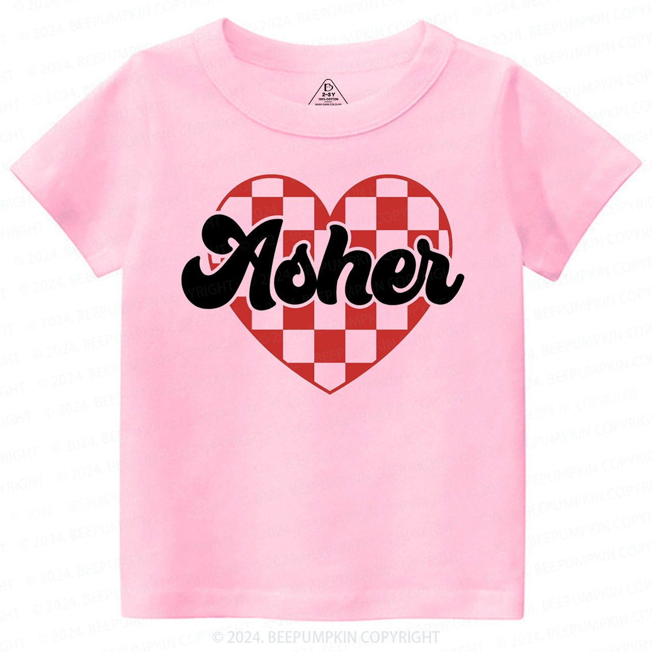 Personalized Heart Valentines Day Toddler&Kids Tees Beepumpkin