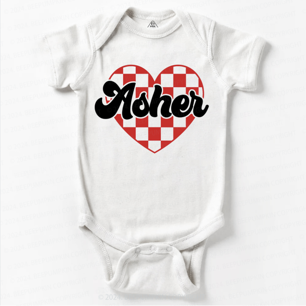 Personalized Heart Valentines Day Bodysuit For Baby